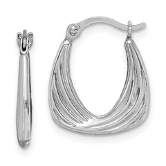 QE8374 Sterling Silver Rhodium Plated Hollow Hoop Earrings