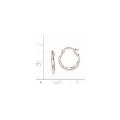 QE8381 Sterling Silver Rhodium Plated Diamond Cut Hoop Earrings