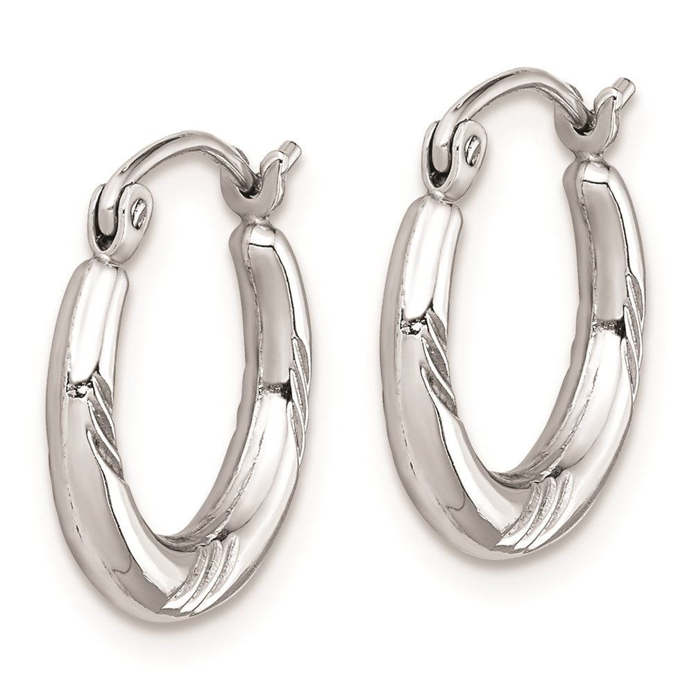 QE8383 Sterling Silver Rhodium Plated Hoop Earrings