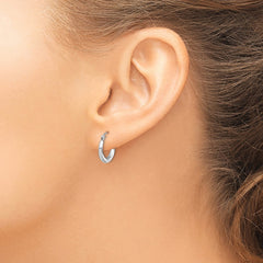 QE8383 Sterling Silver Rhodium Plated Hoop Earrings