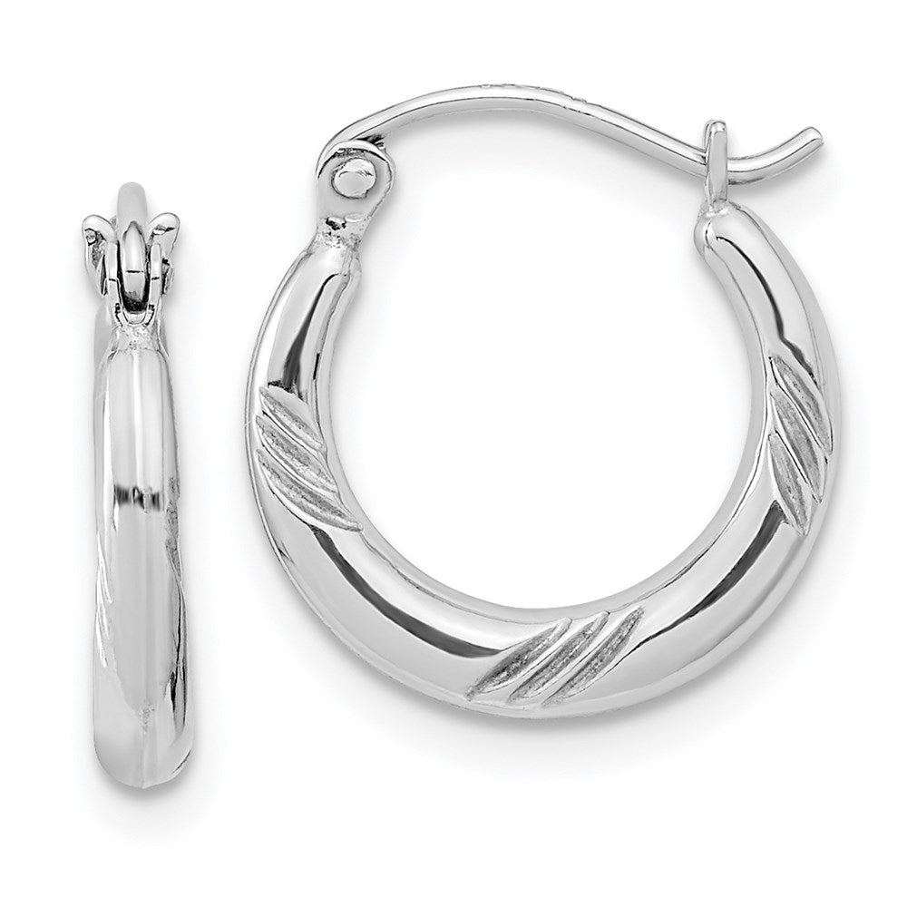 QE8383 Sterling Silver Rhodium Plated Hoop Earrings