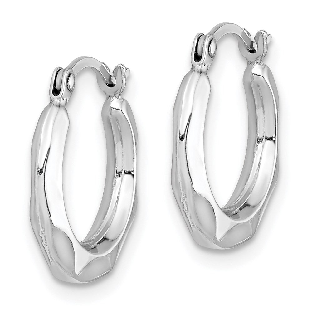 QE8384 Sterling Silver Rhodium Plated Hollow Hoop Earrings