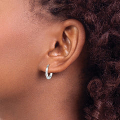 QE8384 Sterling Silver Rhodium Plated Hollow Hoop Earrings