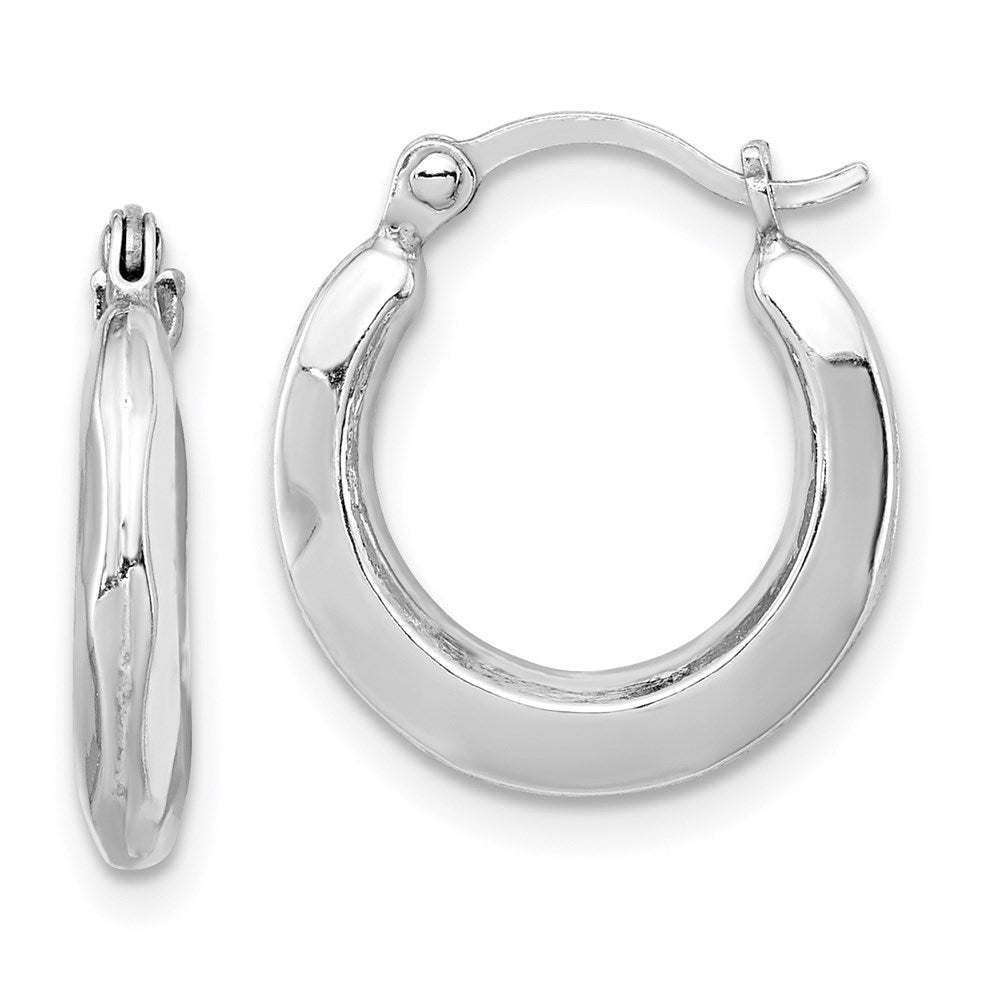 QE8384 Sterling Silver Rhodium Plated Hollow Hoop Earrings