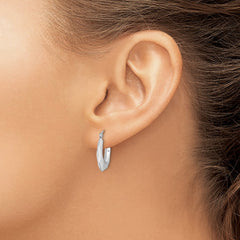 QE8389 Sterling Silver Rhodium-plated Polished Hollow Hoop Earrings
