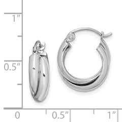 QE8393 Sterling Silver Rhodium Plated Double Hoop Earrings