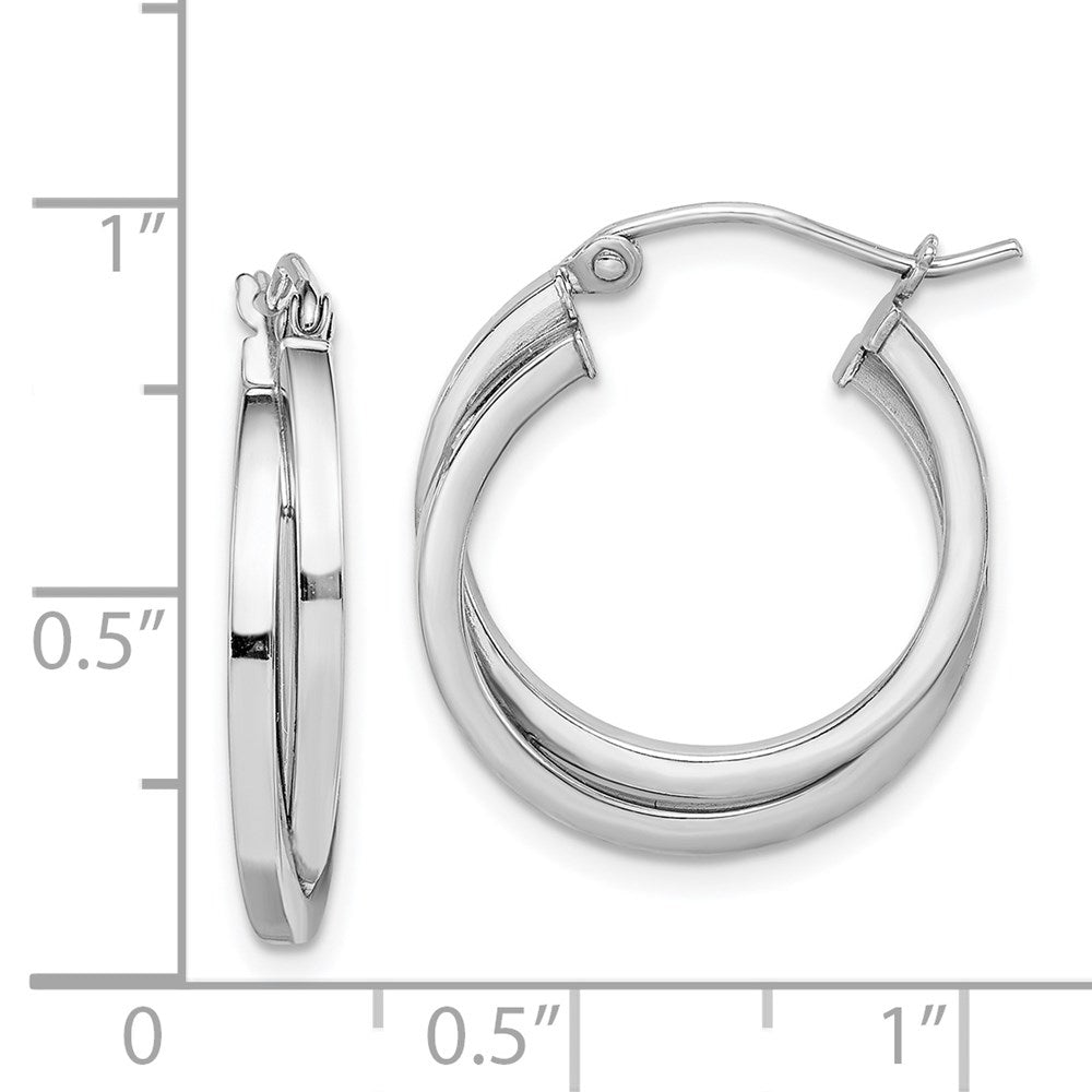 QE8399 Sterling Silver Rhodium Plated Double Hoop Earrings