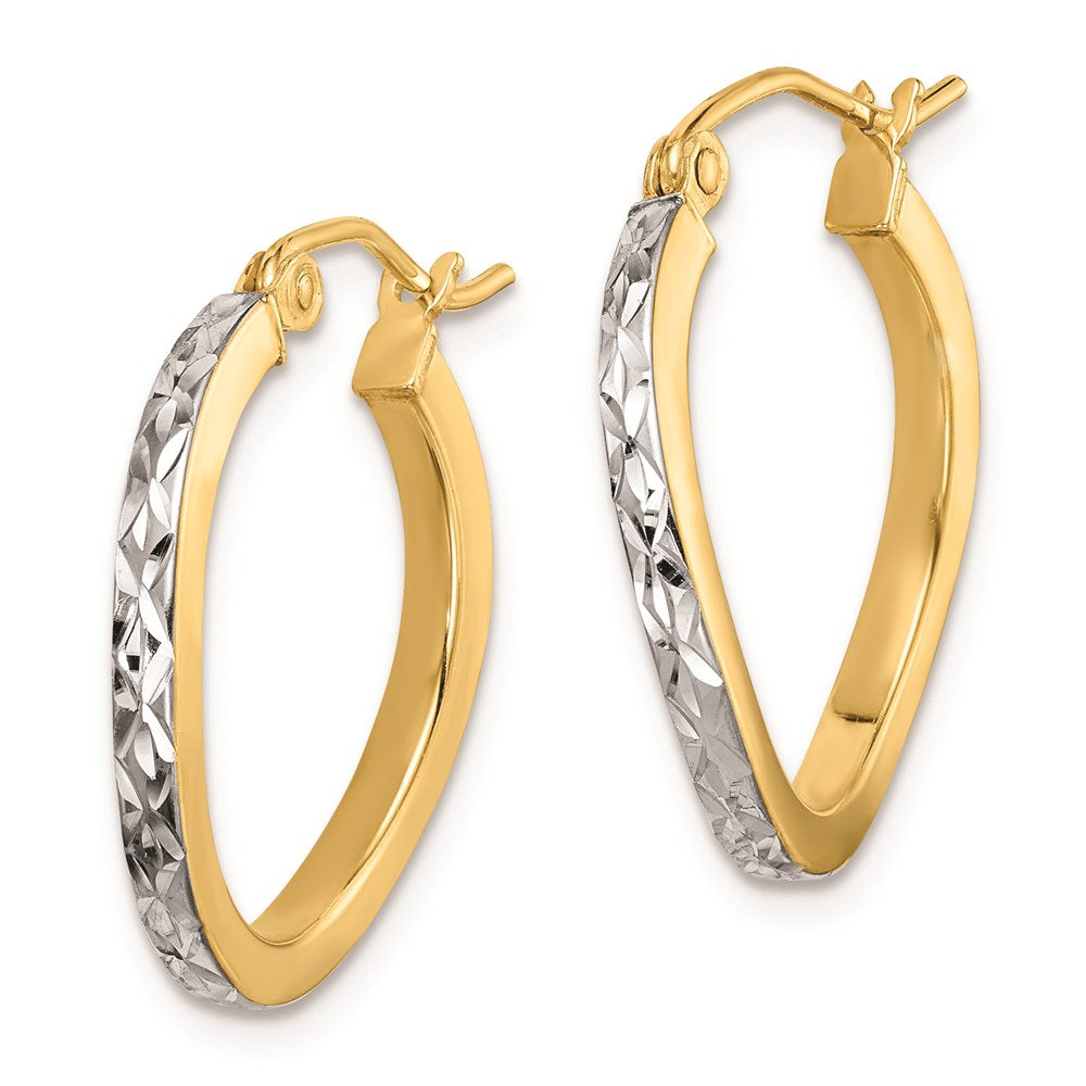 QE8437 Sterling Silver Rhod-plated Vermeil Diamond-cut 2.5mm Curved Hoop Earrings