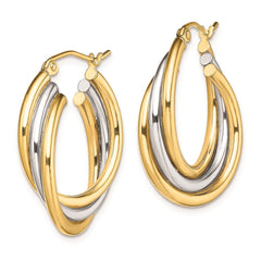 QE8439 Sterling Silver Rhodium-plated Gold-plated Triple Hoop Earrings