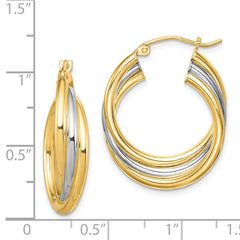 QE8439 Sterling Silver Rhodium-plated Gold-plated Triple Hoop Earrings