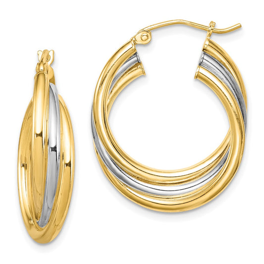 QE8439 Sterling Silver Rhodium-plated Gold-plated Triple Hoop Earrings