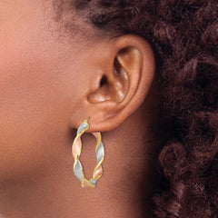 QE8443 Sterling Silver RH-Plated Yellow/Rose Vermeil D/C 5mmTwisted Hoop Earrings