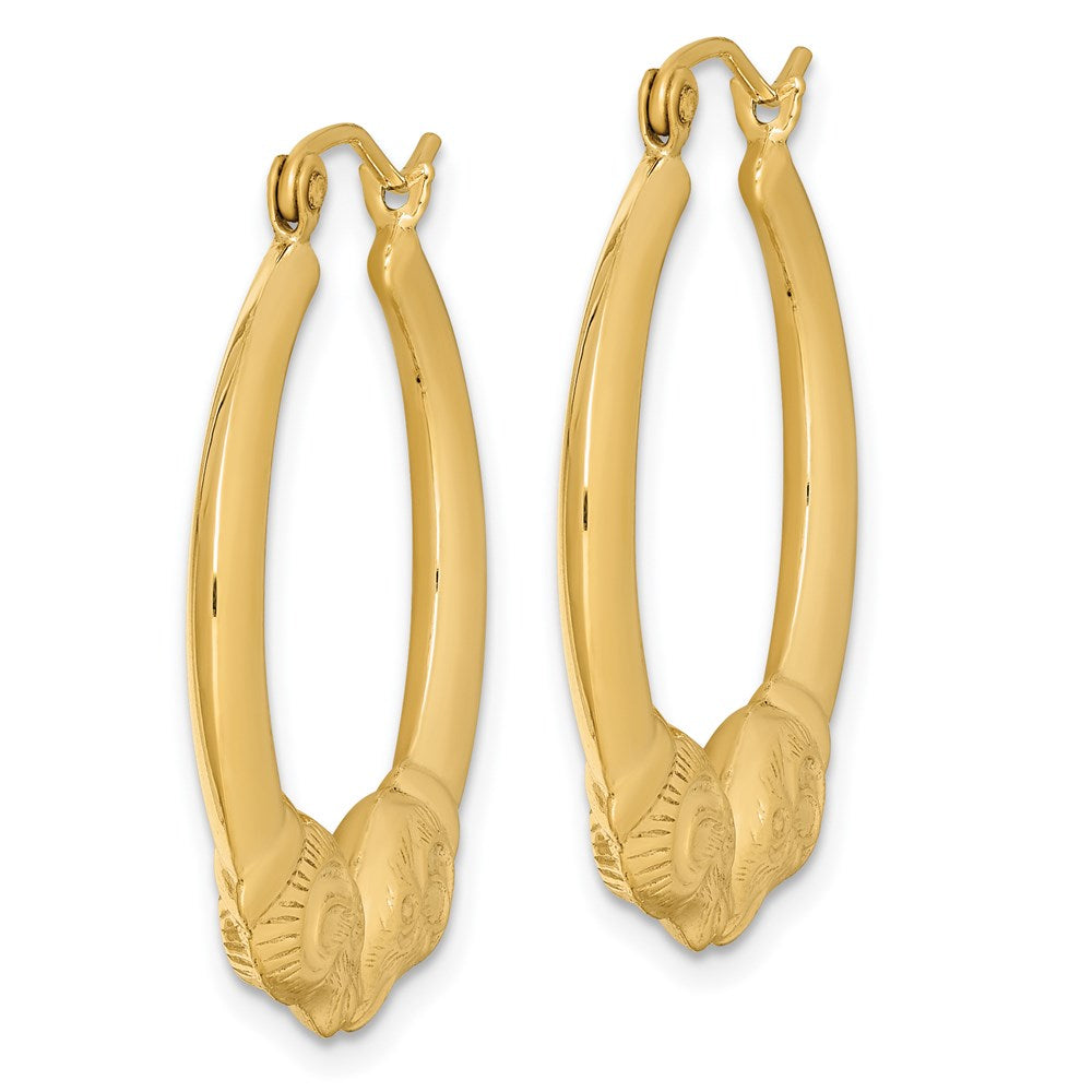 QE8452 Sterling Silver Gold Plated Hollow Rams Head Hoop Earrings