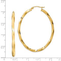 QE8462 Sterling Silver Gold-plated Twisted 4mm Oval Hoop Earrings
