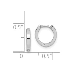 QE8489 Sterling Silver Rhodium Polished Hinged Hoop Earrings