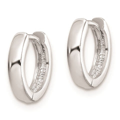QE8490 Sterling Silver Rhodium Polished Hinged Hoop Earrings