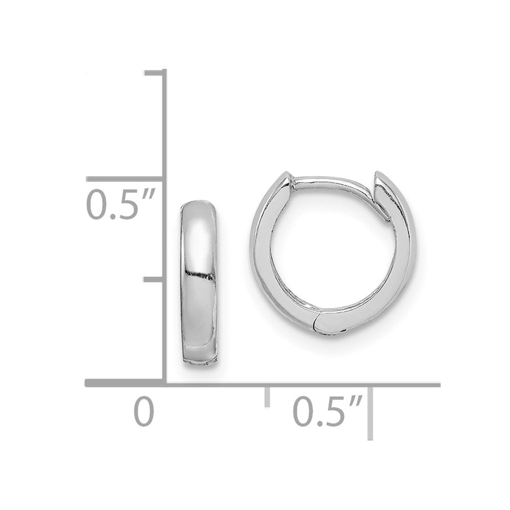 QE8490 Sterling Silver Rhodium Polished Hinged Hoop Earrings