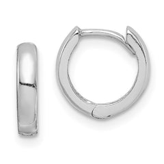 QE8490 Sterling Silver Rhodium Polished Hinged Hoop Earrings