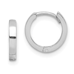 QE8491 Sterling Silver Rhodium Polished Hinged Hoop Earrings