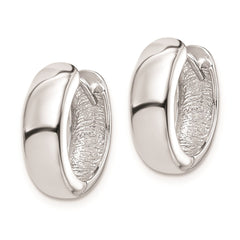 QE8493 Sterling Silver Rhodium Polished Hinged Hoop Earrings