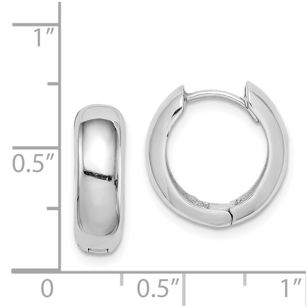 QE8493 Sterling Silver Rhodium Polished Hinged Hoop Earrings