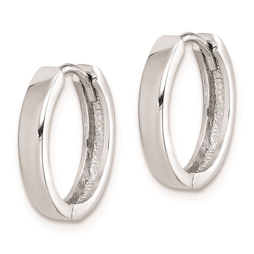 QE8494 Sterling Silver Rhodium Polished Hinged Hoop Earrings