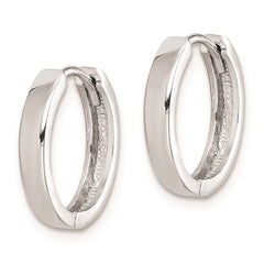 QE8494 Sterling Silver Rhodium Polished Hinged Hoop Earrings