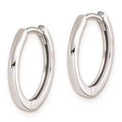 QE8495 Sterling Silver Rhodium Polished Hinged Hoop Earrings