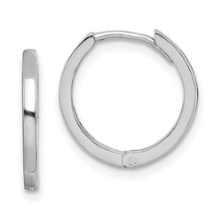 QE8495 Sterling Silver Rhodium Polished Hinged Hoop Earrings