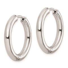 QE8500 Sterling Silver Rhodium Polished Hinged Hoop Earrings