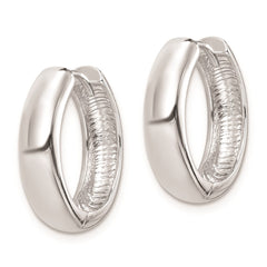 QE8502 Sterling Silver Rhodium Polished Hinged Hoop Earrings