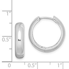 QE8502 Sterling Silver Rhodium Polished Hinged Hoop Earrings