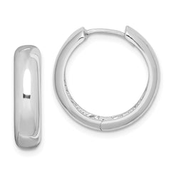 QE8502 Sterling Silver Rhodium Polished Hinged Hoop Earrings