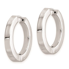 QE8503 Sterling Silver Rhodium-plated Hollow Hinged Hoop Earrings