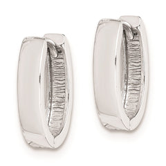 QE8504 Sterling Silver Rhodium Polished Hinged Hoop Earrings