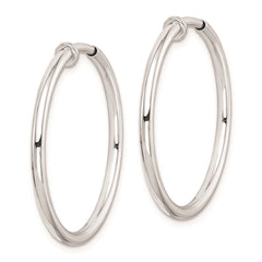 QE8549 Sterling Silver RH-plated 2x28mm Non-Pierced Round Hoop Earrings