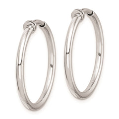 QE8550 Sterling Silver RH-plated 2x24mm Non-Pierced Round Hoop Earrings