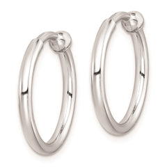 QE8551 Sterling Silver RH-plated 2x19mm Non-Pierced Round Hoop Earrings