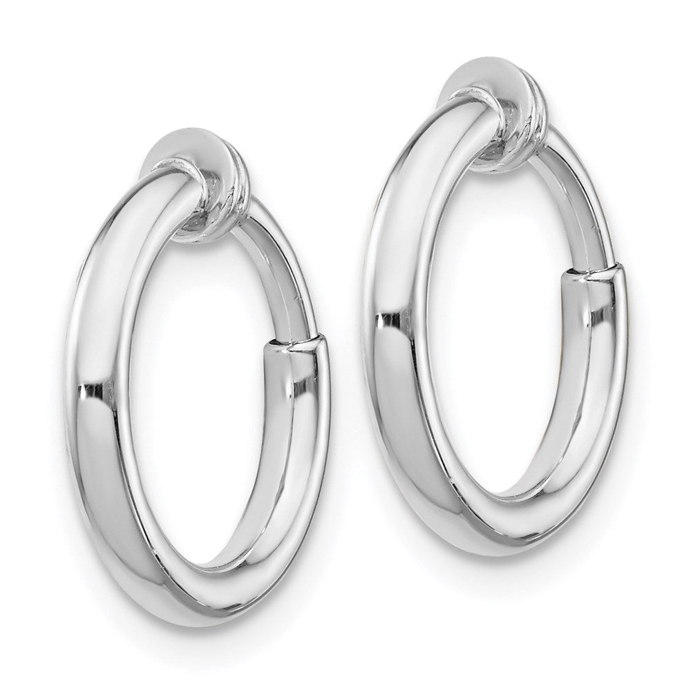 QE8552 Sterling Silver RH-plated 2x14mm Non-Pierced Round Hoop Earrings