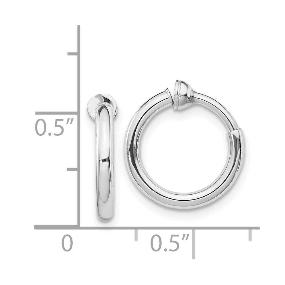 QE8552 Sterling Silver RH-plated 2x14mm Non-Pierced Round Hoop Earrings