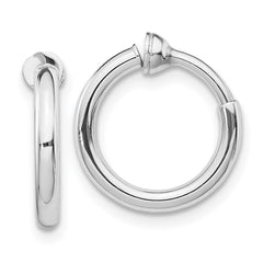 QE8552 Sterling Silver RH-plated 2x14mm Non-Pierced Round Hoop Earrings