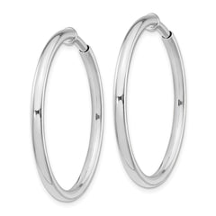 QE8553 Sterling Silver RH-plated 2.5x37mm Non-Pierced Round Hoop Earrings