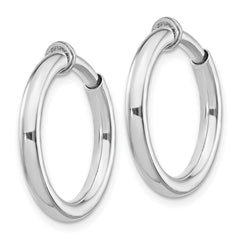 QE8556 Sterling Silver RH-plated 2.5x20mm Non-Pierced Round Hoop Earrings