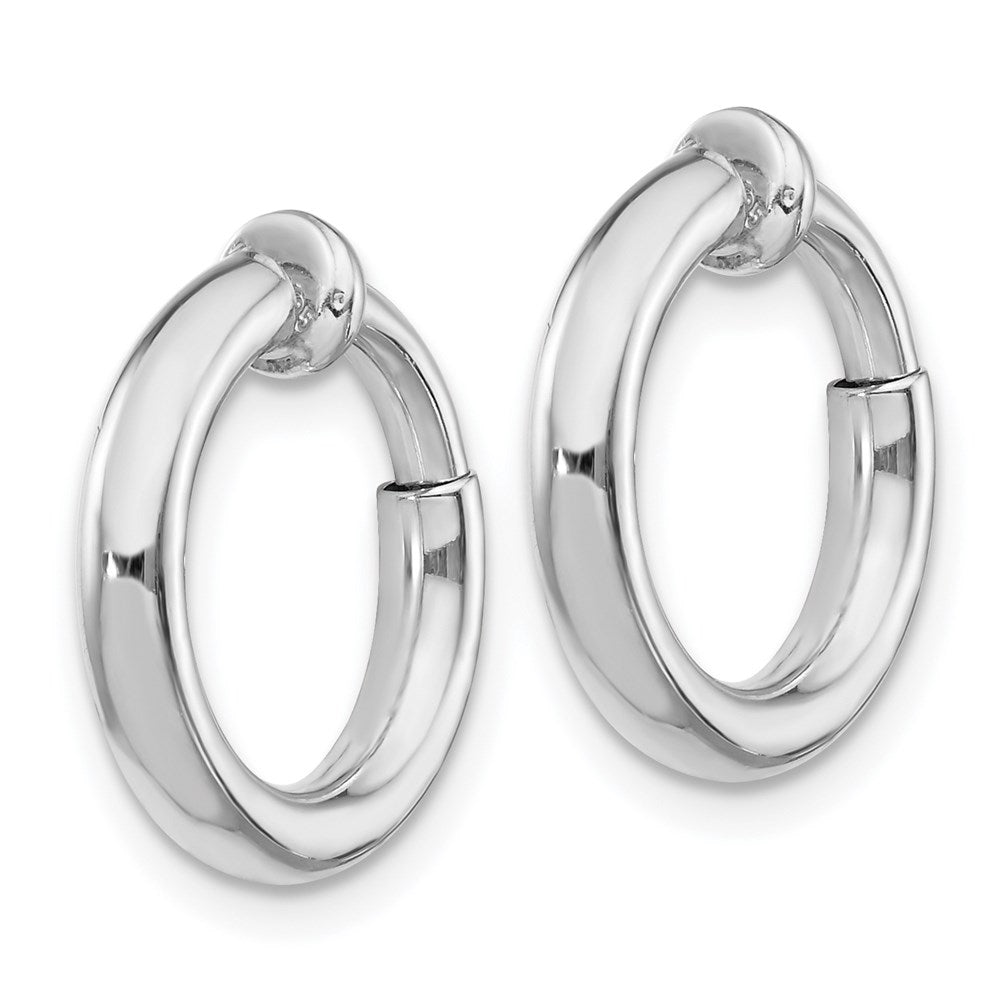QE8557 Sterling Silver RH-plated 2.5x14mm Non-Pierced Round Hoop Earrings