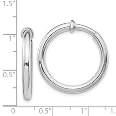 QE8560 Sterling Silver RH-plated 3x27mm Non-Pierced Round Hoop Earrings