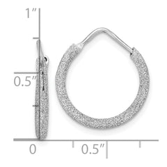QE8563 Sterling Silver Rhodium-plated Laser Cut 2mm Endless Hoop Earrings