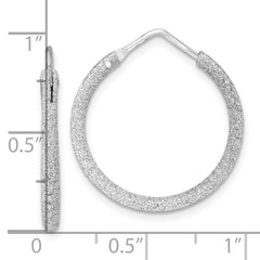 QE8564 Sterling Silver Rhodium-plated Laser Cut 2mm Endless Hoop Earrings