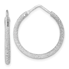 QE8564 Sterling Silver Rhodium-plated Laser Cut 2mm Endless Hoop Earrings