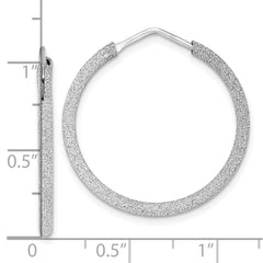 QE8565 Sterling Silver Rhodium-plated Laser Cut 2mm Endless Hoop Earrings