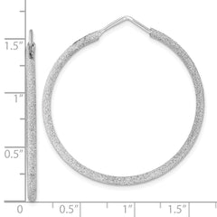 QE8566 Sterling Silver Rhodium-plated Laser Cut 2mm Endless Hoop Earrings